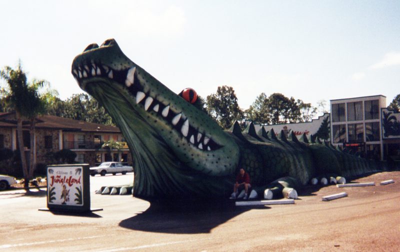 Photo Credit: Mykl Roventine, 1990s - Alligatorland Zoo was renamed to Jungleland Zoo in 1995, with many of the original remaining including the giant gator statue.